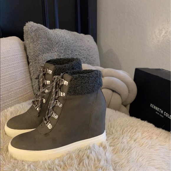 Kenneth Cole Suede Wedged Sneakers - Picture 4 of 5